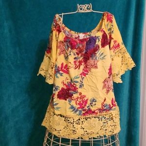 Cato yellow summer floral blouse.